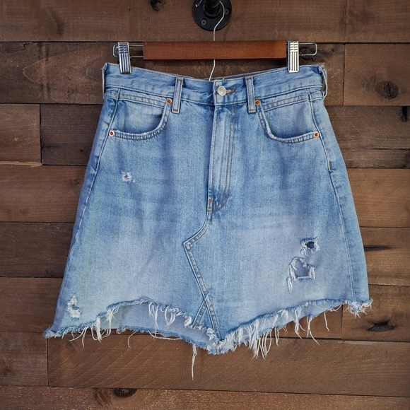 Zara Dresses & Skirts - Zara Womans Premium Denim Distressed Jean Skirt Sz 28 Or Medium
